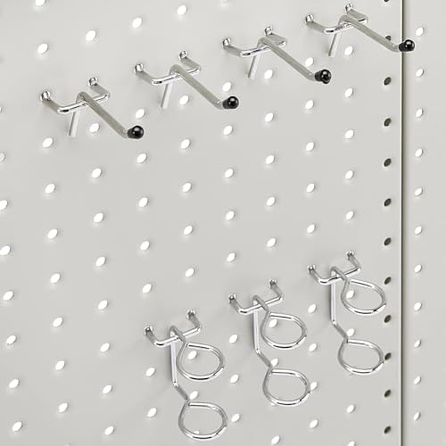 Amazon Basics Rectangular Metal Pegboard Wall Organizer, Tool Storage Organization System, Rust and Scratch Resistant, 48-Piece Kit, Gray - Image 3
