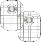 SANNO Kitchen Sink Protectors Gird Sink Rack, 14.57" L X 11.2" W Bottom Grid with Rear Drain Hole for Double Sink, Stainless Steel, 2 Pack by SANNO