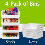 ReadySpace Extra Large Stackable Plastic Storage Bins, 4-Pack, White - Image 4