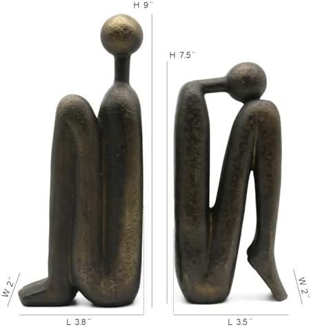 Lukitas Thinker Decorative Bookends, Non-Slip Book Holder, Resin 9'' - Image 4