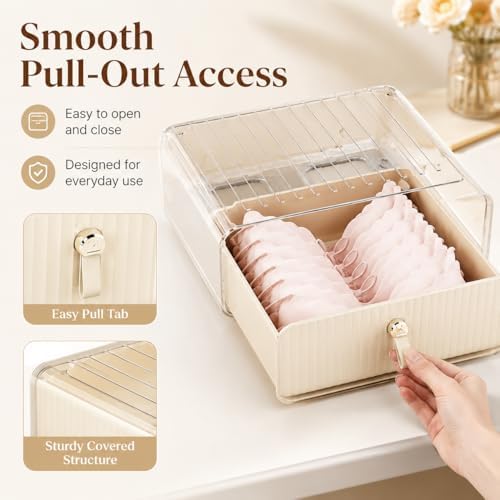 Bra Organizer for Closet, Stackable Pull-Out Drawer with Clear Top, Bra Storage Box for A-C Cup Bras, Teen Bras, Lingerie, Underwear, Socks, Scarves and Baby Clothes - Image 4