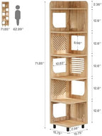 Tribesigns 6 Tiers Corner Shelf, Tall Skinny Corner Bookshelf Bookcase with Hollow Design, Farmhouse Narrow Display Shelf for Living Room, Bedroom, Small Space, Natural - Image 2