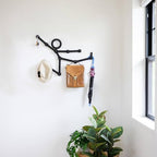 Three by Three Seattle Minimalist Wall-Mounted Coat Rack, Black Metal - Image 5