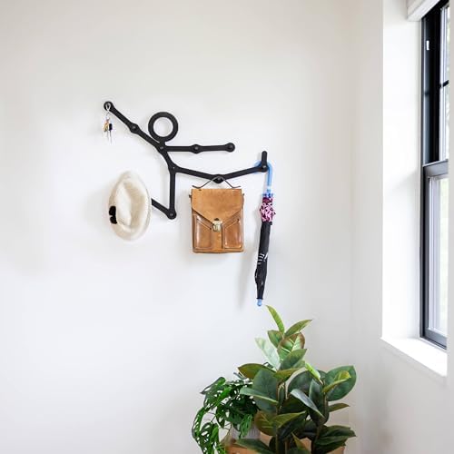 Three by Three Seattle Minimalist Wall-Mounted Coat Rack, Black Metal - Image 5