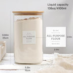 HHMJSM Large glass flour and sugar containers with 132 Kitchen Pantry Labels - 138 FL OZ Glass Food Storage Containers with Airtight Lids - Square Glass Jars Rice with Bamboo Lids - Image 3