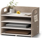 Fluxynara 4-Tier Felt File Organizer with Carry Handles, Natural Stone by FLUXYNARA