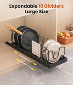 Pots and Pans Organizer Under Cabinet, 10 Dividers Pull Out Lid Organizer - Image 3
