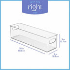 primebox Plastic Food Storage 6 Pack Clear Container Bin with Handles for Organizing Kitchen, Pantry, Refrigerator, Freezer, Pantry, Cabinet, Closet, Bathroom. 20”x4”x5” - Image 3