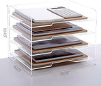 SANRUI Acrylic Paper Organizer Letter Tray for Desk, 4 Tier Enlarged File Sorter,Clear File Holder Desktop Shelf Document Storage for School Office Home - Image 2