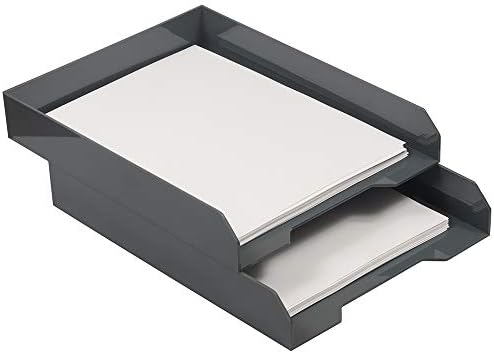JAM PAPER Stackable Paper Trays - Grey - Desktop Document, Letter, & File Organizer Tray - 2/Pack - Image 3