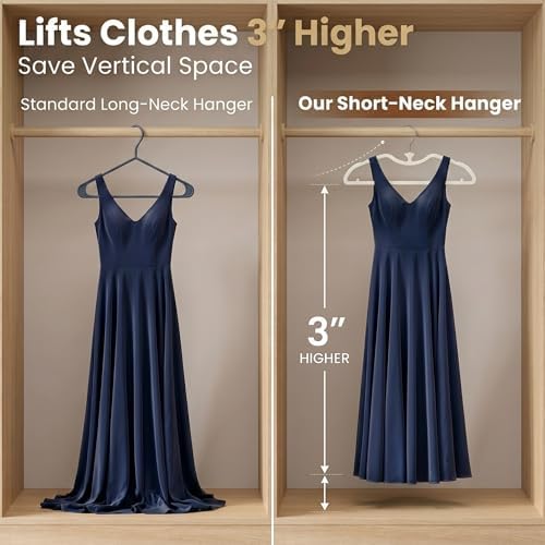 20 Pack Short Neck Hangers, 3 in. Lift, Silicone Non-Slip, Cream - Image 2