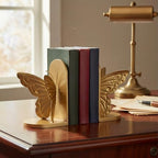 2 Pcs Vintage Butterfly Bookends Metal Butterflies on Stands with Gold Finish, 7" Tall Heavy Duty Decorative Book Ends, Book Stopper Holder Decor for Desk Home Office Shelf Decorations - Image 4