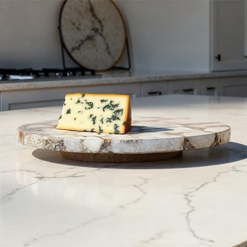 Creative Co-Op Round Agate Lazy Susan with Mango Wood Base, Natural - Image 4