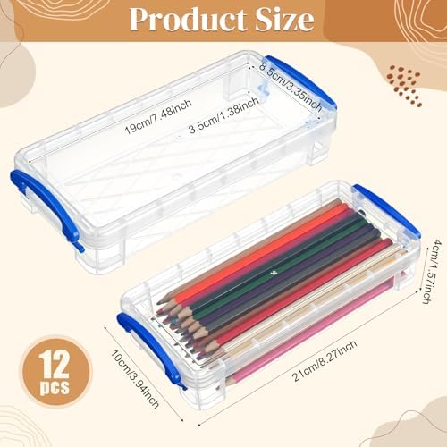 Gueevin 24 Pcs Pencil Box Clear Plastic Pencil Case, Blue - Image 2