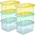 Wenqik 6 Pack Colorful Plastic Storage Bins with Lids, Cute Color by Wenqik