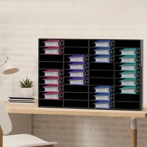 Desktop File Holder,Office Mailbox,Literature Organizer,Paper Organizer,Mail Sorter Organizer,Vertical Desktop Sorter,Black 36 Compartments Rectangular,for Classrooms,Families,Schools,Study Rooms - Image 4
