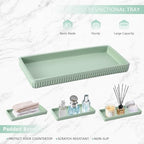 XLHOMO Resin Light Green Bathroom Accessories Set 5 Pcs, Lotion Soap Dispenser, Toothbrush Holder, Bathroom Tumbler, Qtip Holder and Vanity Tray, Bathroom Countertop Organizer Set for Modern Apartment - Image 5