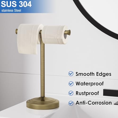 RUMOSE Antique Brass Hand Towel Holder Stand Countertop Towel Rack - Image 6