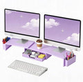 LEKETREE Dual Monitor Stand Riser with Drawer and 2 Pen Holders, Purple by Stylishworkspaceeffortlessorganization