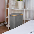 Laundry Basket with Wheels,100L Hampers for Laundry,Large Laundry Hamper with Lid and Bamboo Handles,Collapsible & Waterproof Tall Cloth Hamper for Dormitory Family,Grey - Image 5