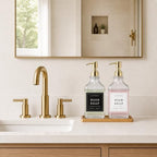 Kitchen Glass Soap Dispenser Set with Tray 2 with Gold Rust Proof Pump - Image 5