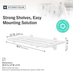StoreYourBoard Garage Wall Shelf, 1x4 ft, Holds 400 lb, 6 Hooks, 2 Pack - Image 2