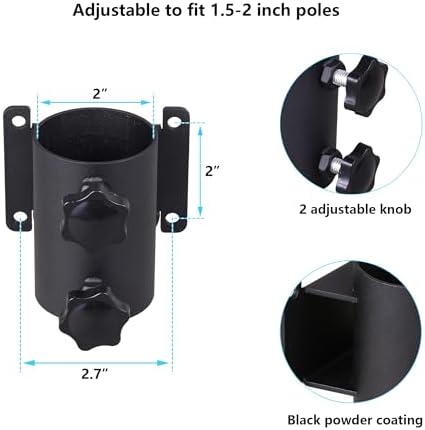 2PCS Patio Umbrella Holder Heavy Duty Outdoor Umbrella Stand Patio Umbrella Holder clamp ,Adjustable Patio Umbrella clamp Railing for Deck Railing,Fences,Docks,Courtyard Balcony, Patios - Image 2