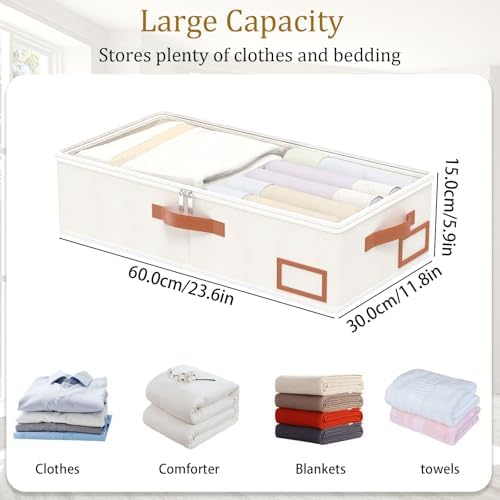 Yawinhe 27L Under Bed Storage Containers,2 Pack Blanket Bags,Beige - Image 4