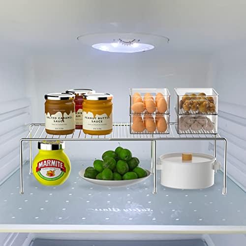 Kitchen Cabinet Expandable Shelf Organizers Set of 6, Adjustable Metal Wire Pantry Storage Shelves, Plate Dish Organizer Rack for Cabinets, Cupboard, Counter, Freezer, Countertop, Chrome - Image 2