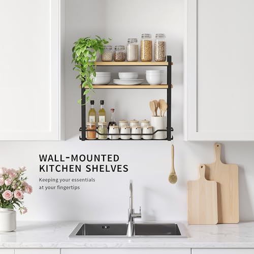 Bathroom Shelves Over Toilet Storage - 3 Tier Large Wall Mounted Shelves for Bathroom - Over Toilet Organizer - Adjustable Stand Shelf Rack for Kitchen Living Room - Black Oak - Image 5