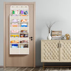 Univivi Upgraded Over Door Organizer for Baby Stuff, Beige Pattern, 5-Shelf - Image 6