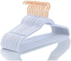 MIZGI Velvet Hangers 50 Pack Non Slip Heavy Duty Light Blue Rose Gold Hooks by MIZGI