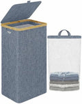 IEGrow Laundry Hamper with Lid,110L Laundry Basket with Mesh Bags,Blue by iEGrow