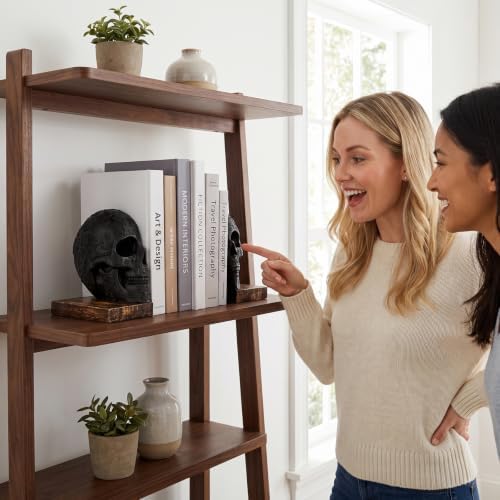 Skull Bookends, Heavy-Duty Gothic Skeleton Book Holder Set - Image 4