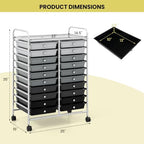 Giantex 20 Drawers Rolling Cart, Mobile Storage Drawer Cart, Classroom Organizer Cart for Office School Supplies Teacher Tools Paper Craft Small Printer, Utility Cart on Wheels, Gradient Grey - Image 3