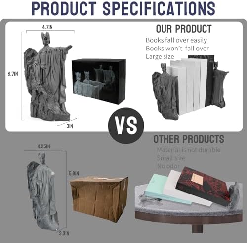 Bookends Height 6.7" Book Ends Decor Merchandise Resin,Gifts for Living Room Bedroom Office Decoration (6.7 inch) - Image 2