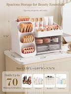 Booklov Large Makeup Organizer for Vanity Countertop, White - Image 2