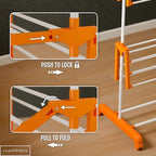 Happer Premium Clothes Stand for Drying with Wheels Portable 2 Layer Rack for Balcony Foldable Wings 14 Hanger Rods Anti Rust Steel Metal (Orange Compact Jumbo) - Image 6