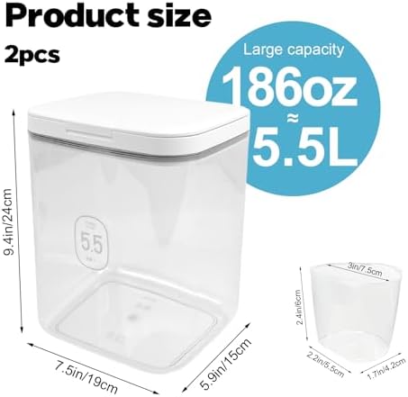 2 Pack 5.5L Laundry Detergent Dispenser with One-Press Lid, Laundry Powder Container for Laundry Room Organization and Storage Pod and Airtight Dishwasher Pod Holder for Bead Powder - Image 2