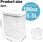 2 Pack 5.5L Laundry Detergent Dispenser with One-Press Lid, Laundry Powder Container for Laundry Room Organization and Storage Pod and Airtight Dishwasher Pod Holder for Bead Powder - Image 2