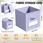 Teenyyou 10 Pack Fabric Storage Cubes 11 Inch Collapsible Cube Bins with Label Window & Handle Foldable Organizers Baskets for Shelf Closet Nursery Kids Room Clothes Book Toy(Macaroon) - Image 3
