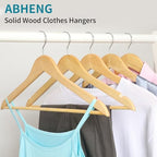 ABHENG 30 Pack Wooden Coat Hangers, 360° Swivel Hook, Suit Hangers with Anti-Slip Notches, Clothes Hangers for Jackets, Shirts, Dress, Natural UAWY0530N - Image 4