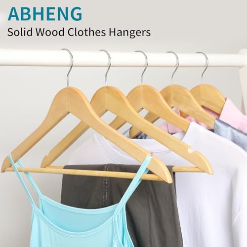 ABHENG 30 Pack Wooden Coat Hangers, 360° Swivel Hook, Suit Hangers with Anti-Slip Notches, Clothes Hangers for Jackets, Shirts, Dress, Natural UAWY0530N - Image 4