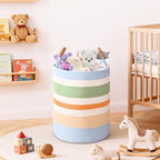 Large Laundry Basket, Laundry Hamper with Leather Handles, 60L Woven Dirty Clothes Hamper, Rope Hampers for Bedroom, Barthroom, Rainbow - Image 6