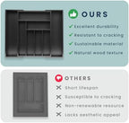 Sben Bamboo Cutlery Drawer Organizer, Black, Large - Image 7