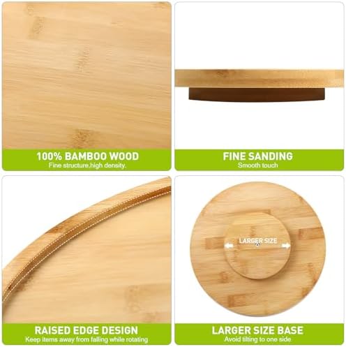 Mumufy 6 Pcs Bamboo Lazy Susan, 10 Inch Round Tray for Kitchen - Image 3