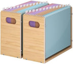Sbanmao Acrylic Wall File Organizer, Hanging File Folder Organizer with Handle, Bamboo File Box File Crate Storage Box, Portable Filing Organizer for Home Office Classroom (Letter Size, 2 Pack) by shengbaomaoyi