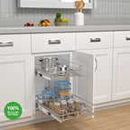 JOWBOOW 2-Tier Cabinet Pull Out Shelves, 11" W x 22" D, Chrome - Image 2