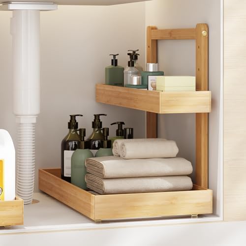 Under Sink Organizer, L-Shaped 2 Tier Pull Out Cabinet Organizer - Image 5