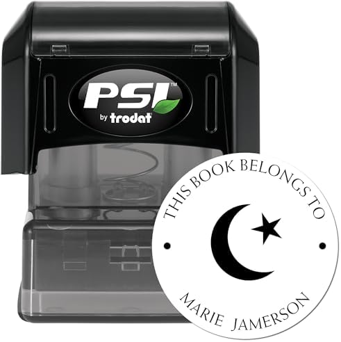 Custom Made Library Stamper - PSI Pre-Inked Inspiring Star Crescent Design - Ideal for Islamic School Teachers - Personalized Home Library Stamp - Custom Library Stamper for Books and Documents - Image 2